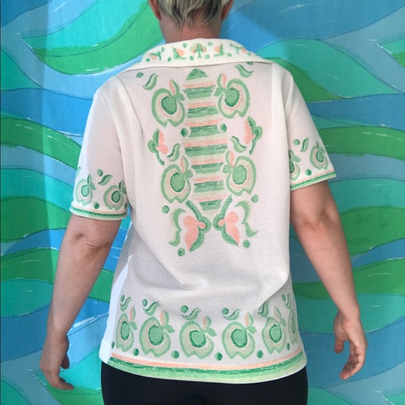 VINTAGE quarter zip butterfly apple boho blouse - Picture 3 of 4